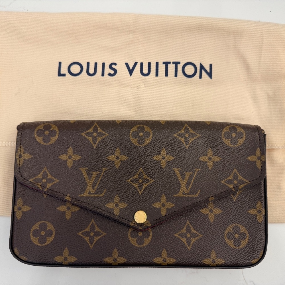 Louis Vuitton Monogram Felicie Clutch Crossbody Bag 100% Authentic